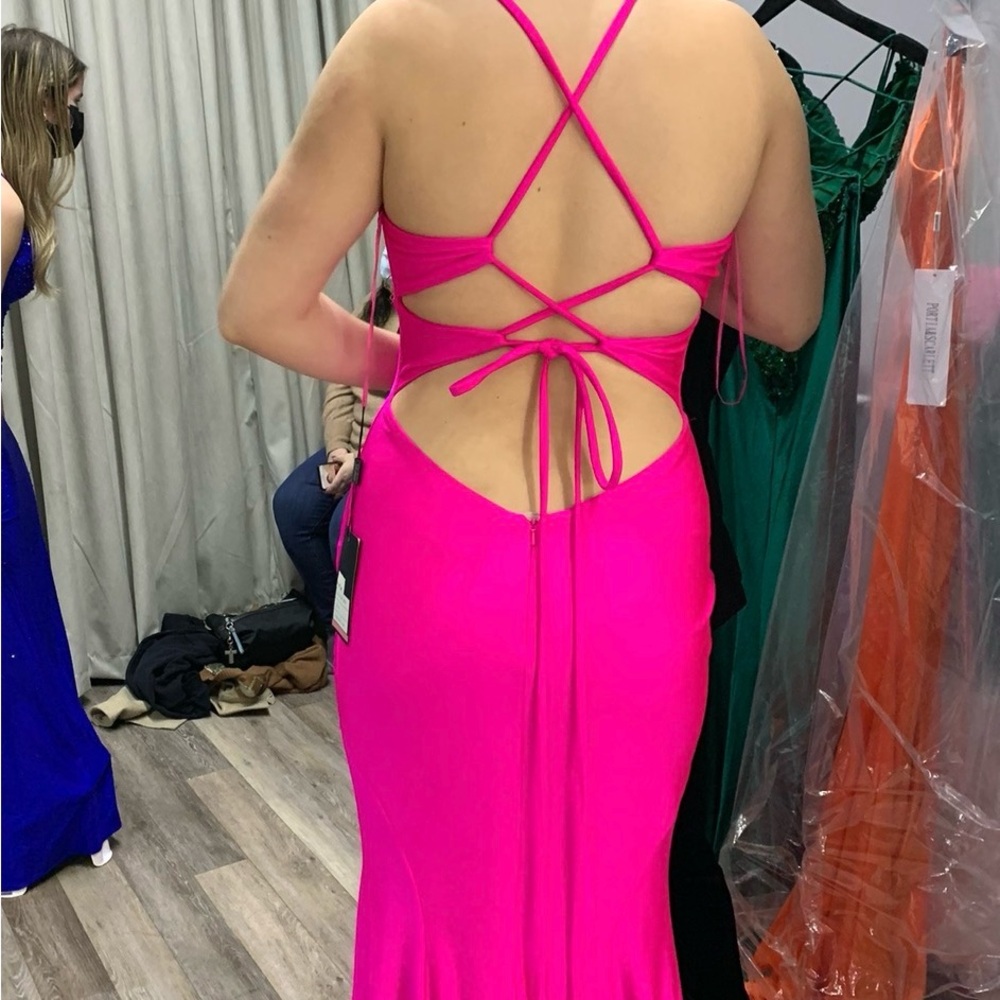 Sherri Hill Pink Strappy Backless Dress